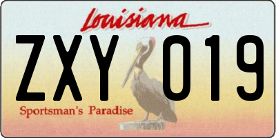 LA license plate ZXY019
