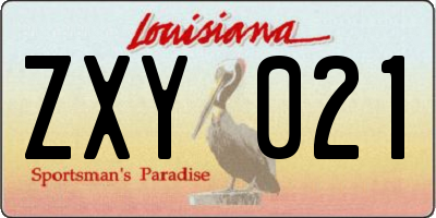 LA license plate ZXY021