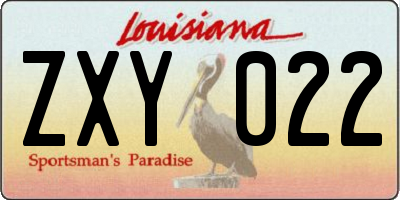 LA license plate ZXY022
