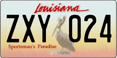 LA license plate ZXY024