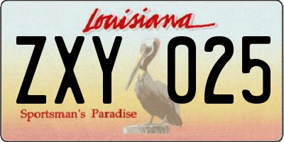 LA license plate ZXY025