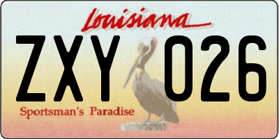 LA license plate ZXY026