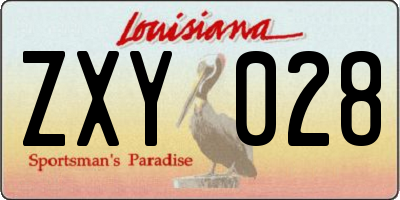 LA license plate ZXY028