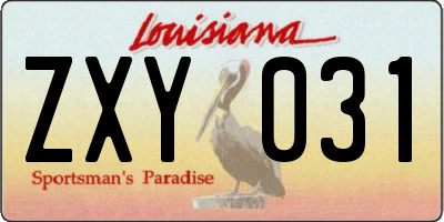 LA license plate ZXY031