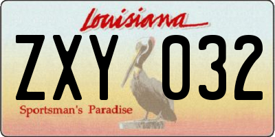 LA license plate ZXY032