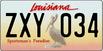 LA license plate ZXY034