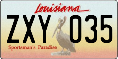 LA license plate ZXY035