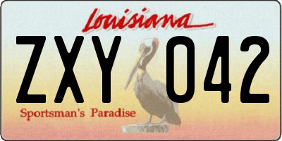 LA license plate ZXY042