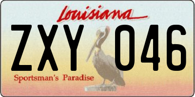 LA license plate ZXY046