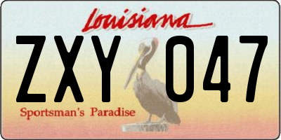 LA license plate ZXY047