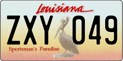 LA license plate ZXY049