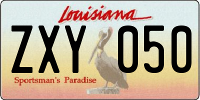 LA license plate ZXY050