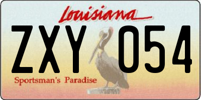 LA license plate ZXY054