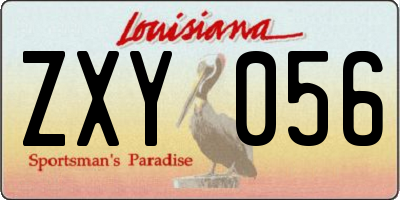 LA license plate ZXY056