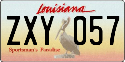 LA license plate ZXY057