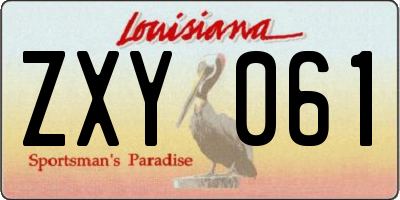 LA license plate ZXY061