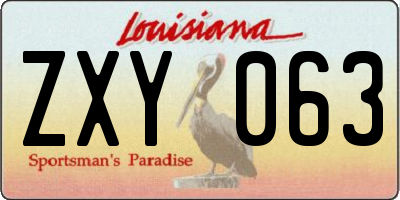 LA license plate ZXY063