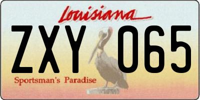LA license plate ZXY065