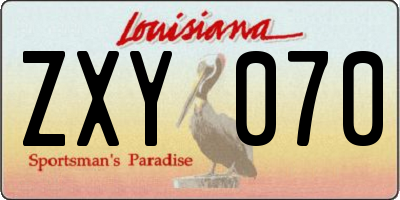 LA license plate ZXY070