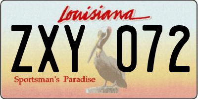 LA license plate ZXY072