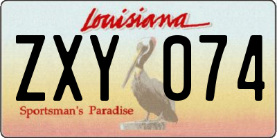 LA license plate ZXY074