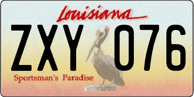 LA license plate ZXY076