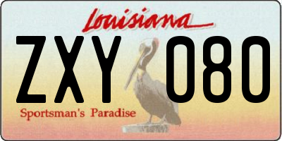 LA license plate ZXY080