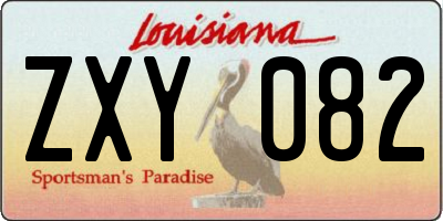 LA license plate ZXY082