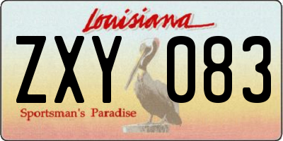 LA license plate ZXY083