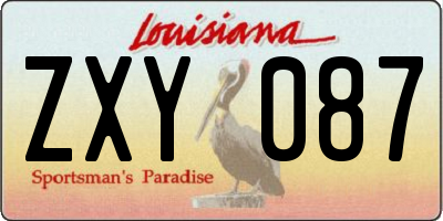LA license plate ZXY087