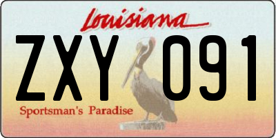 LA license plate ZXY091