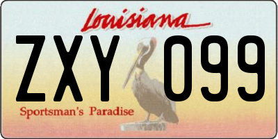 LA license plate ZXY099