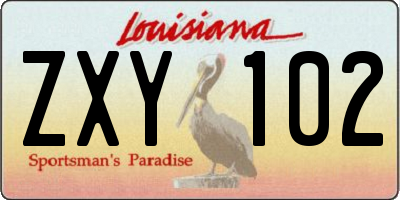 LA license plate ZXY102