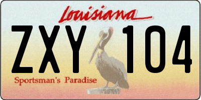 LA license plate ZXY104