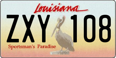 LA license plate ZXY108