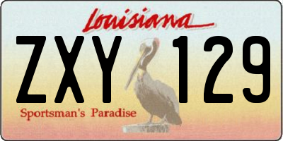 LA license plate ZXY129