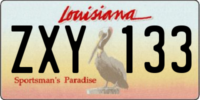 LA license plate ZXY133