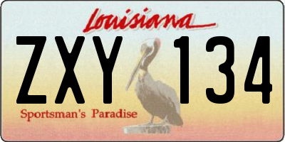 LA license plate ZXY134