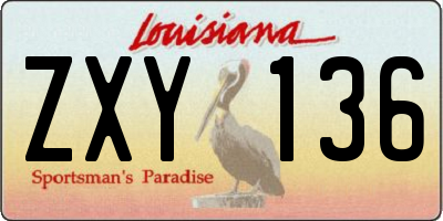 LA license plate ZXY136