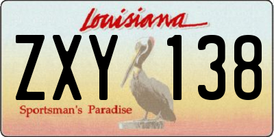 LA license plate ZXY138