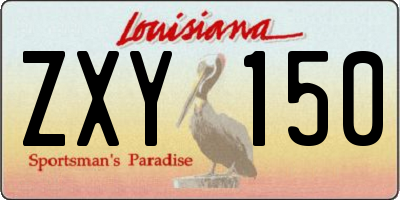 LA license plate ZXY150