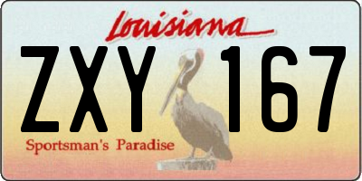 LA license plate ZXY167
