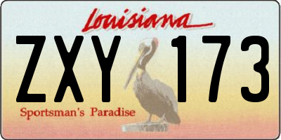 LA license plate ZXY173