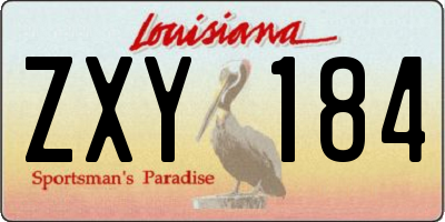 LA license plate ZXY184