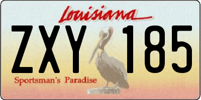 LA license plate ZXY185