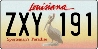 LA license plate ZXY191