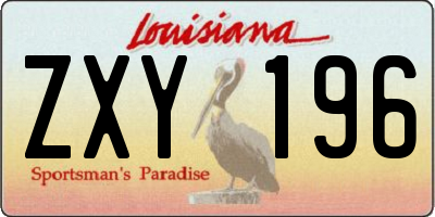 LA license plate ZXY196