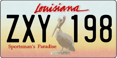 LA license plate ZXY198