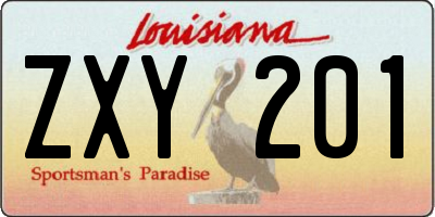 LA license plate ZXY201