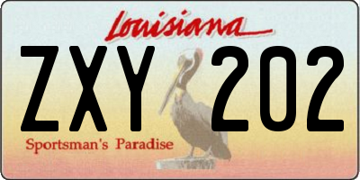 LA license plate ZXY202